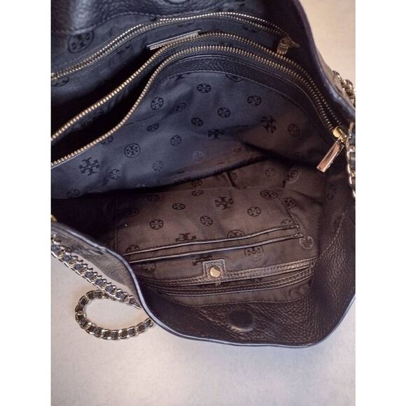 Tory Burch Marion Chain Slouchy Tote Black Handbag - Picture 4 of 6